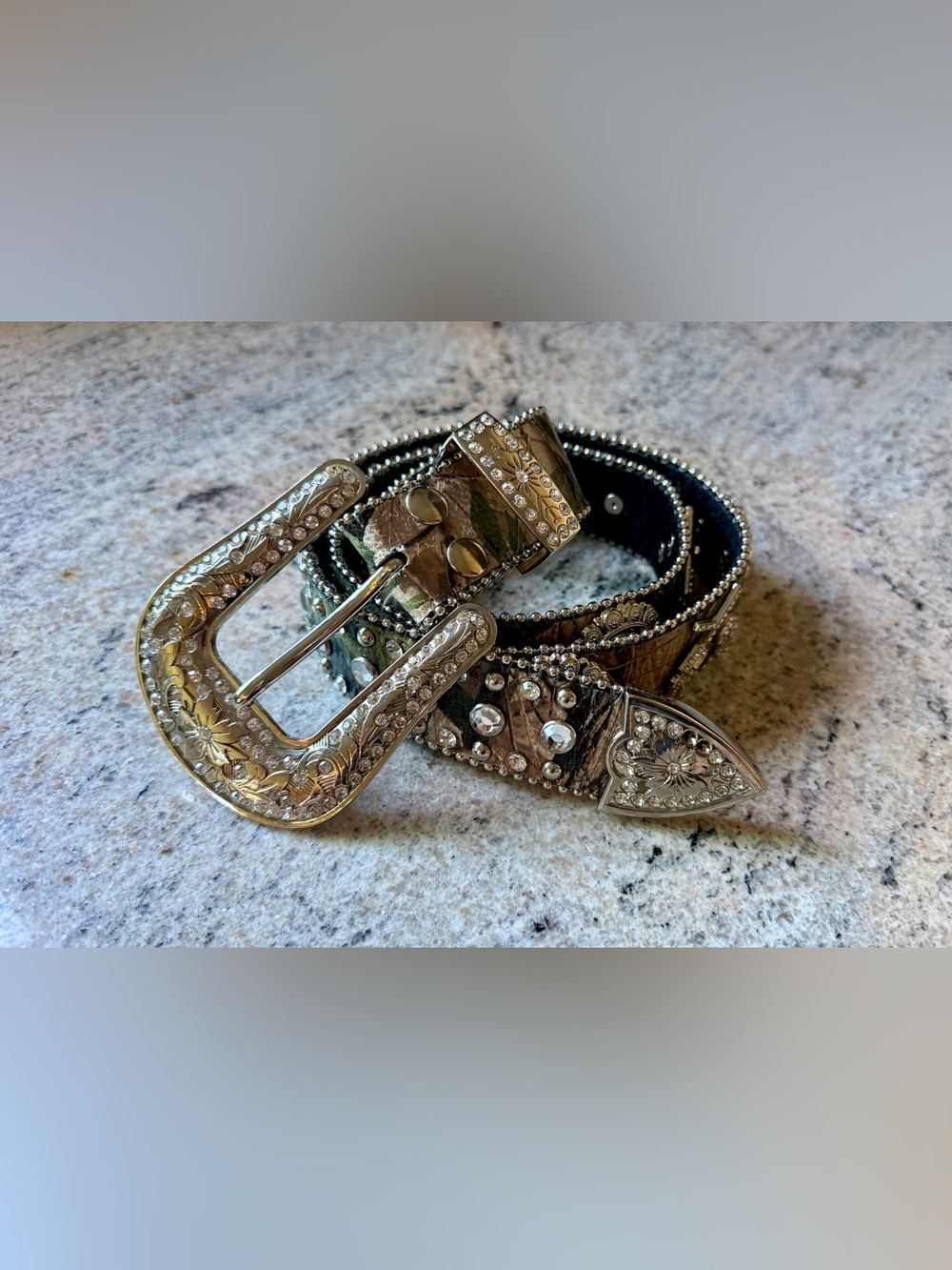 Rhinestone Embellished Camo Western Belt - Picture 3 of 14
